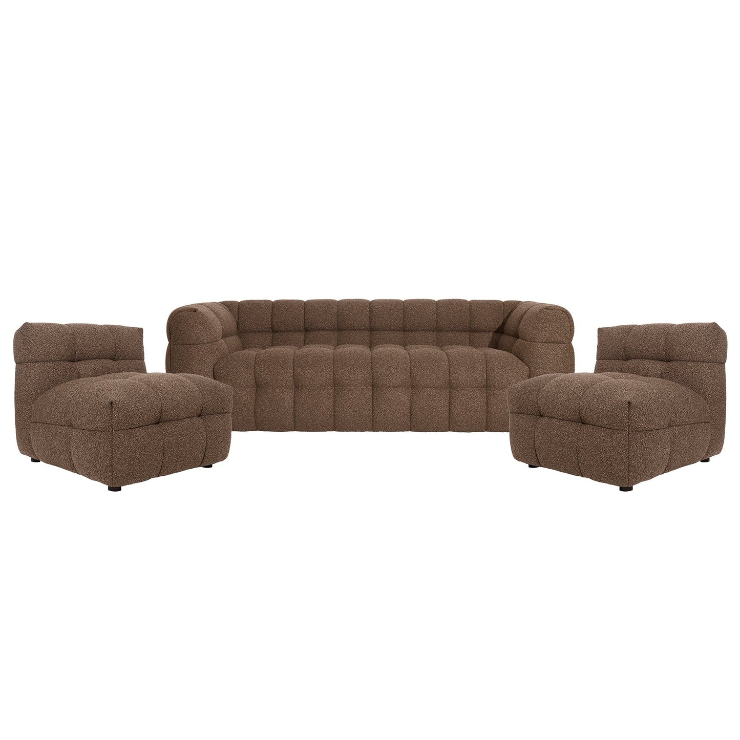 Goldenmart 5-Seater Boucle Sofa Set with Armless Chairs in Brown