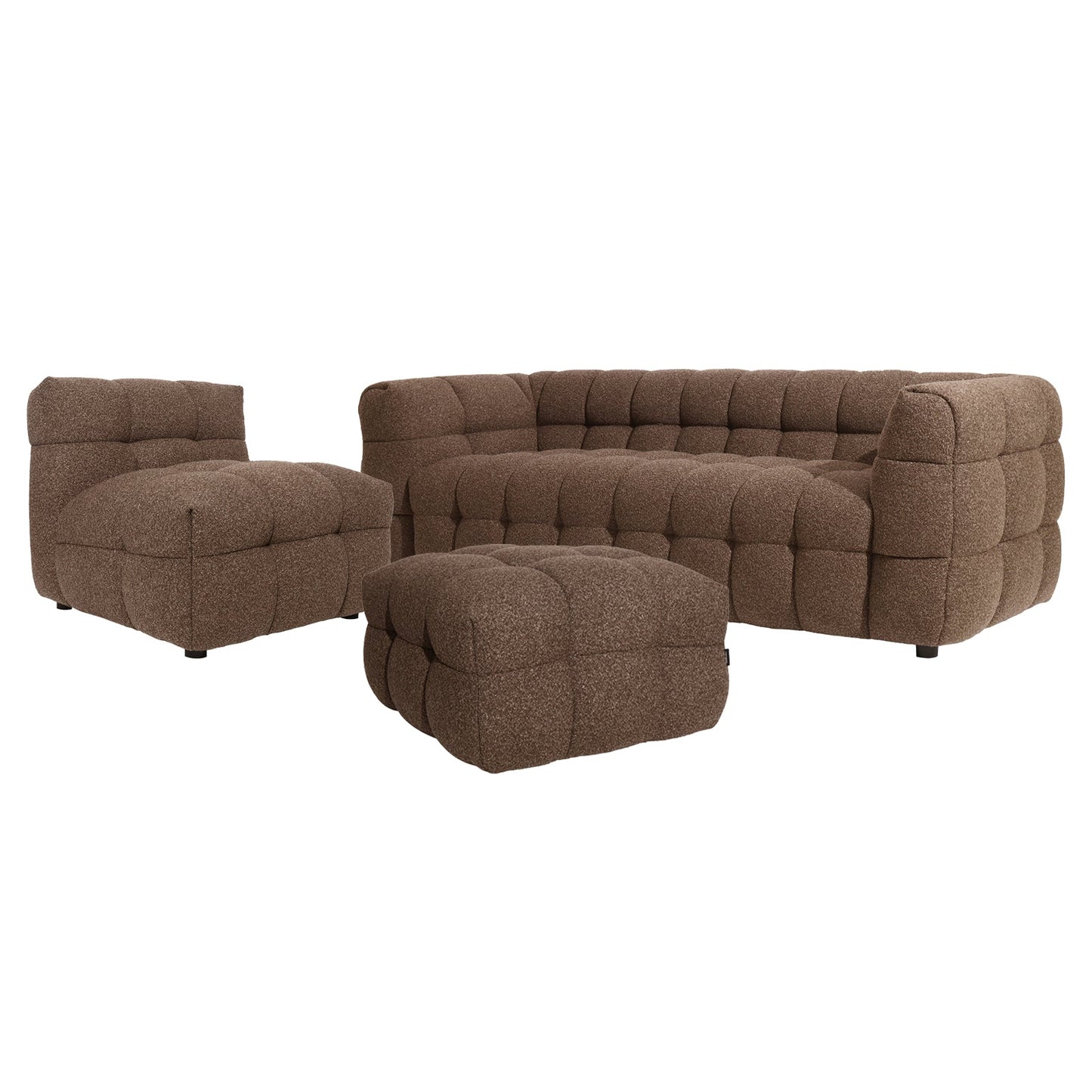 Goldenmart 5 Seater Boucle Sofa Set With Ottoman in Brown