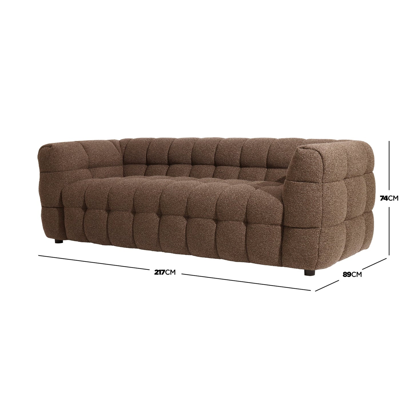 Goldenmart 5 Seater Boucle Sofa Set With Ottoman in Brown