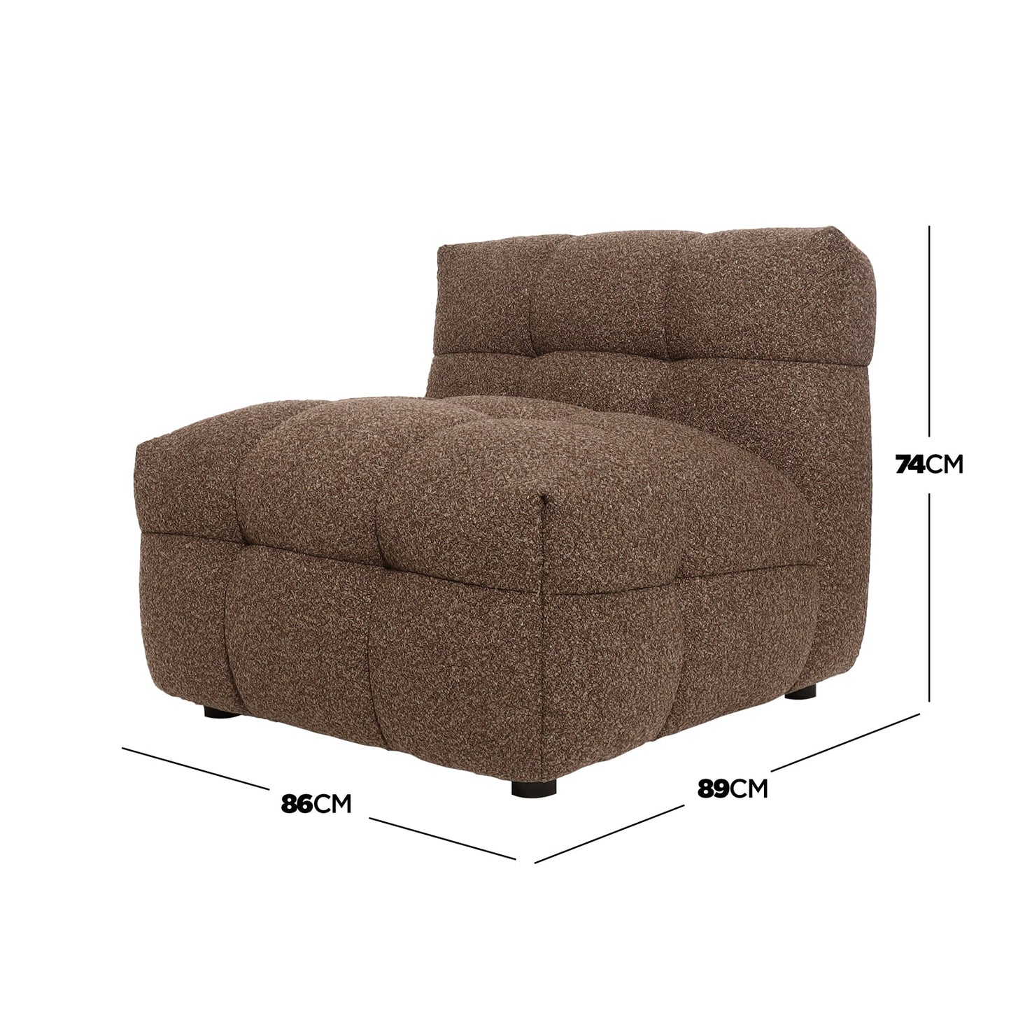 Goldenmart 5-Seater Boucle Sofa Set with Armless Chairs in Brown