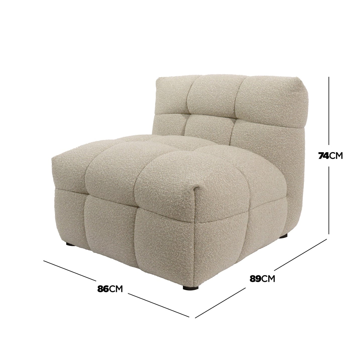 Goldenmart 5-Seater Boucle Sofa Set with Armless Chairs in Warm Beige