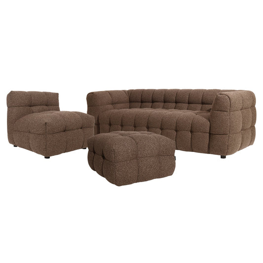 Goldenmart 5 Seater Boucle Sofa Set With Ottoman in Brown
