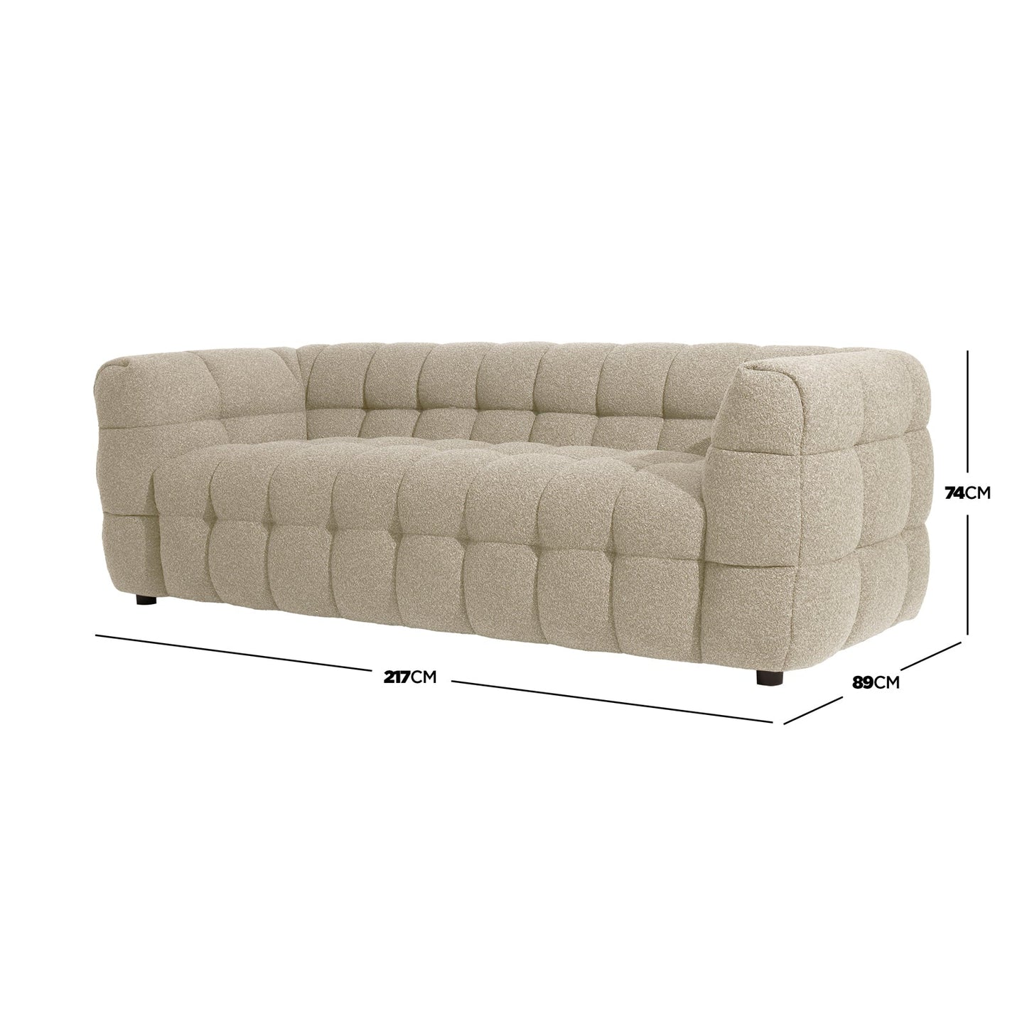 Goldenmart 5 Seater Boucle Sofa Set With Ottoman in Warm Beige